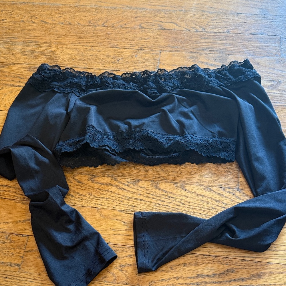 SHEIN Black Lace Bandeau Top